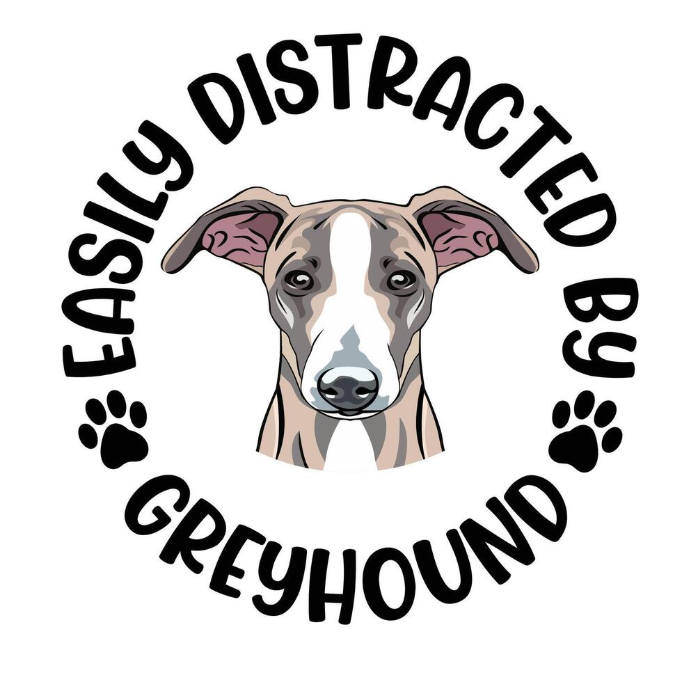 facilmente distraído de galgo cachorro tipografia camiseta Projeto pró vetor