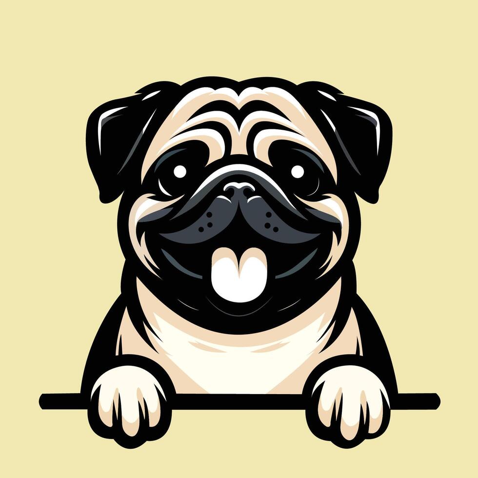 ai gerado pug cachorro espreitar ilustração pró vetor