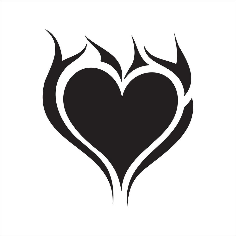 coração tatuagem Projeto chamas e fogo, coração e amor símbolos, gótico tatuagens e impressão modelos vetor