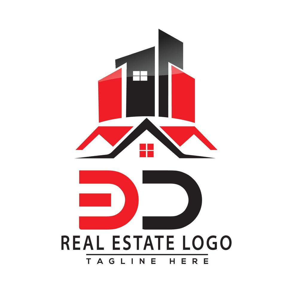 bd real Estado logotipo vermelho cor Projeto casa logotipo estoque vetor. vetor