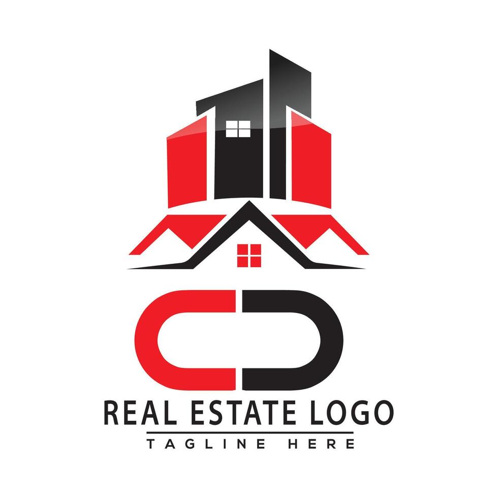 CD real Estado logotipo vermelho cor Projeto casa logotipo estoque vetor. vetor