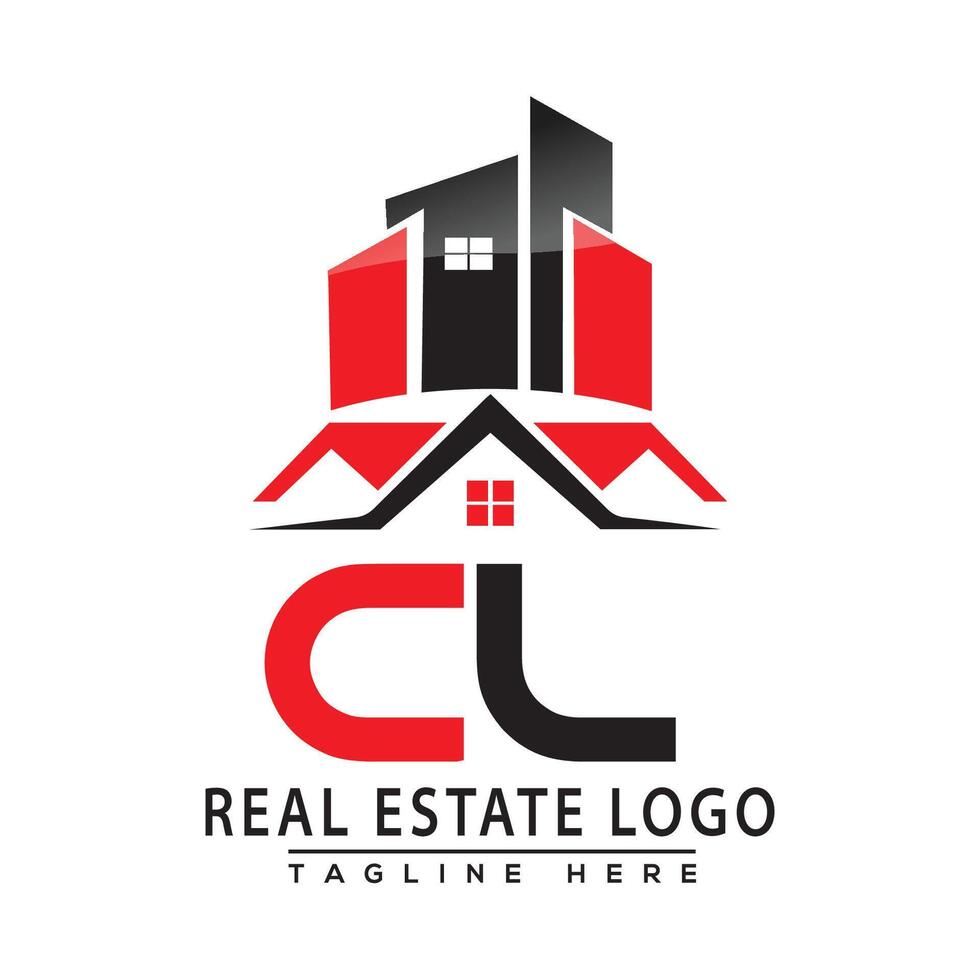 cl real Estado logotipo vermelho cor Projeto casa logotipo estoque vetor. vetor