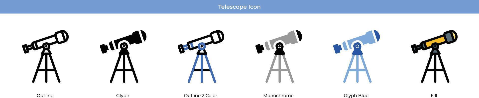 telescópio ícone conjunto vetor