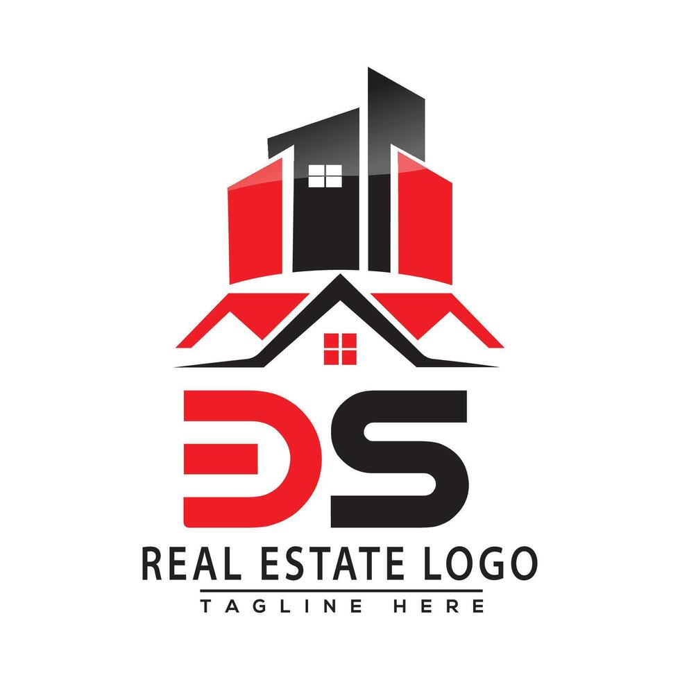 bs real Estado logotipo vermelho cor Projeto casa logotipo estoque vetor. vetor