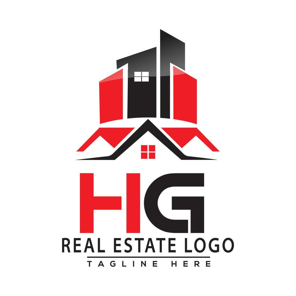 hg real Estado logotipo vermelho cor Projeto casa logotipo estoque vetor. vetor