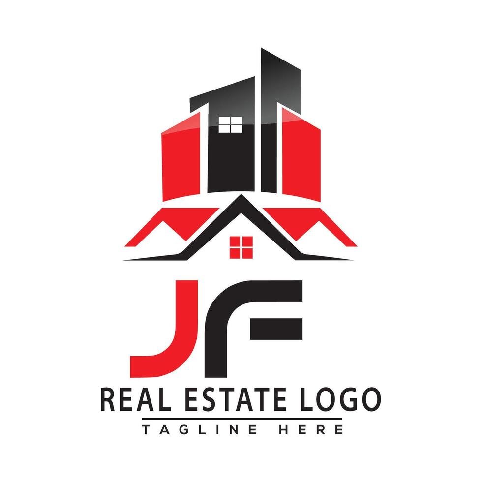 jf real Estado logotipo vermelho cor Projeto casa logotipo estoque vetor. vetor