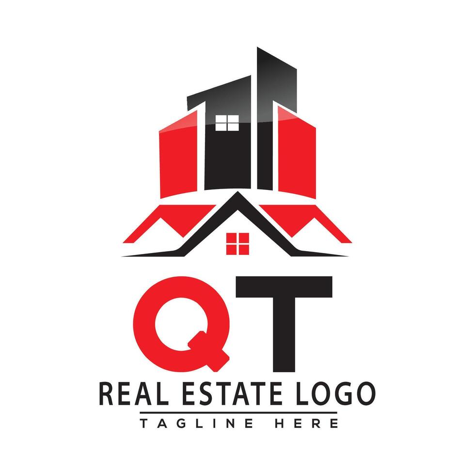 qt real Estado logotipo vermelho cor Projeto casa logotipo estoque vetor. vetor
