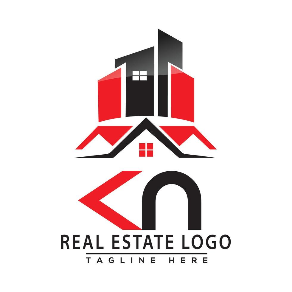 kn real Estado logotipo vermelho cor Projeto casa logotipo estoque vetor. vetor