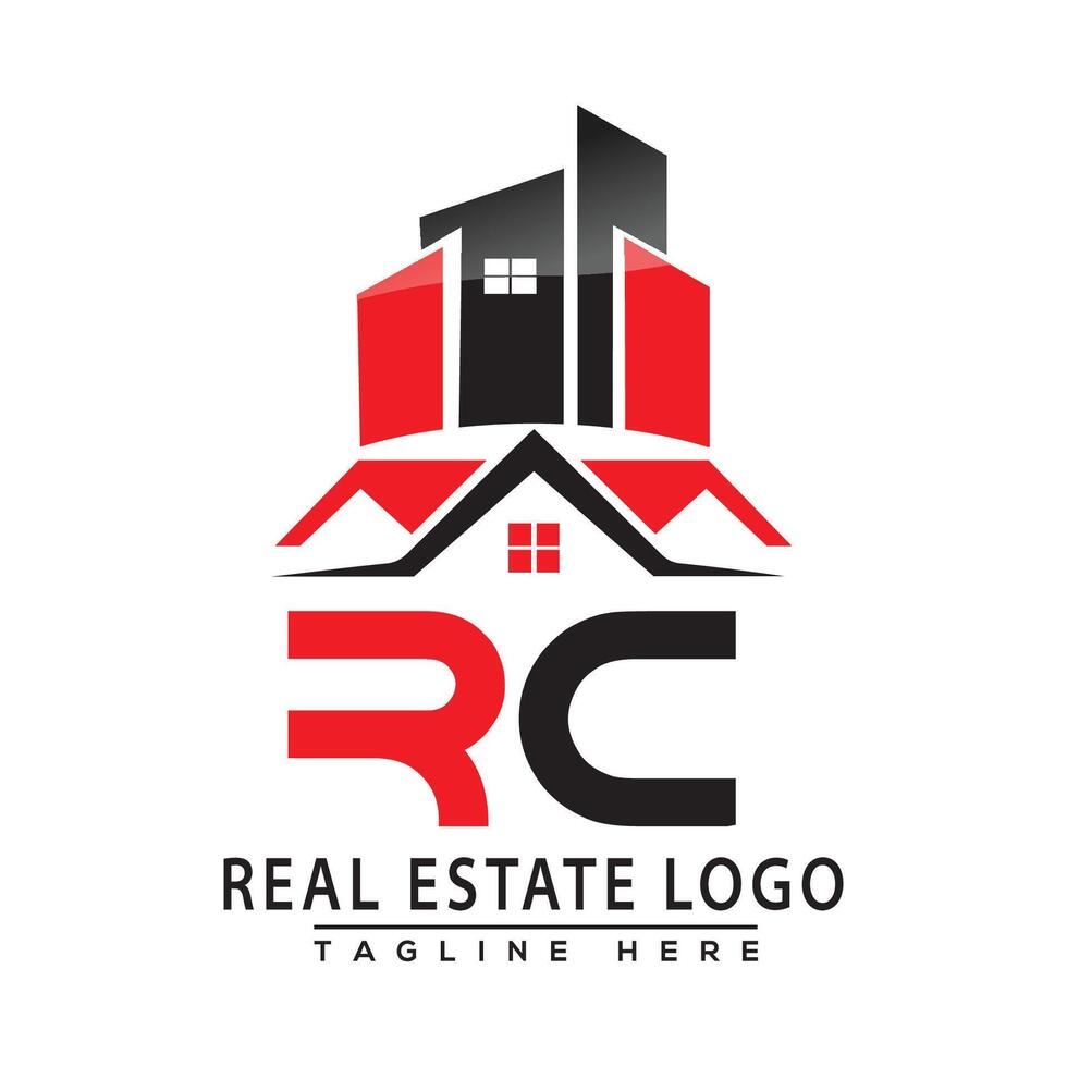 rc real Estado logotipo vermelho cor Projeto casa logotipo estoque vetor. vetor