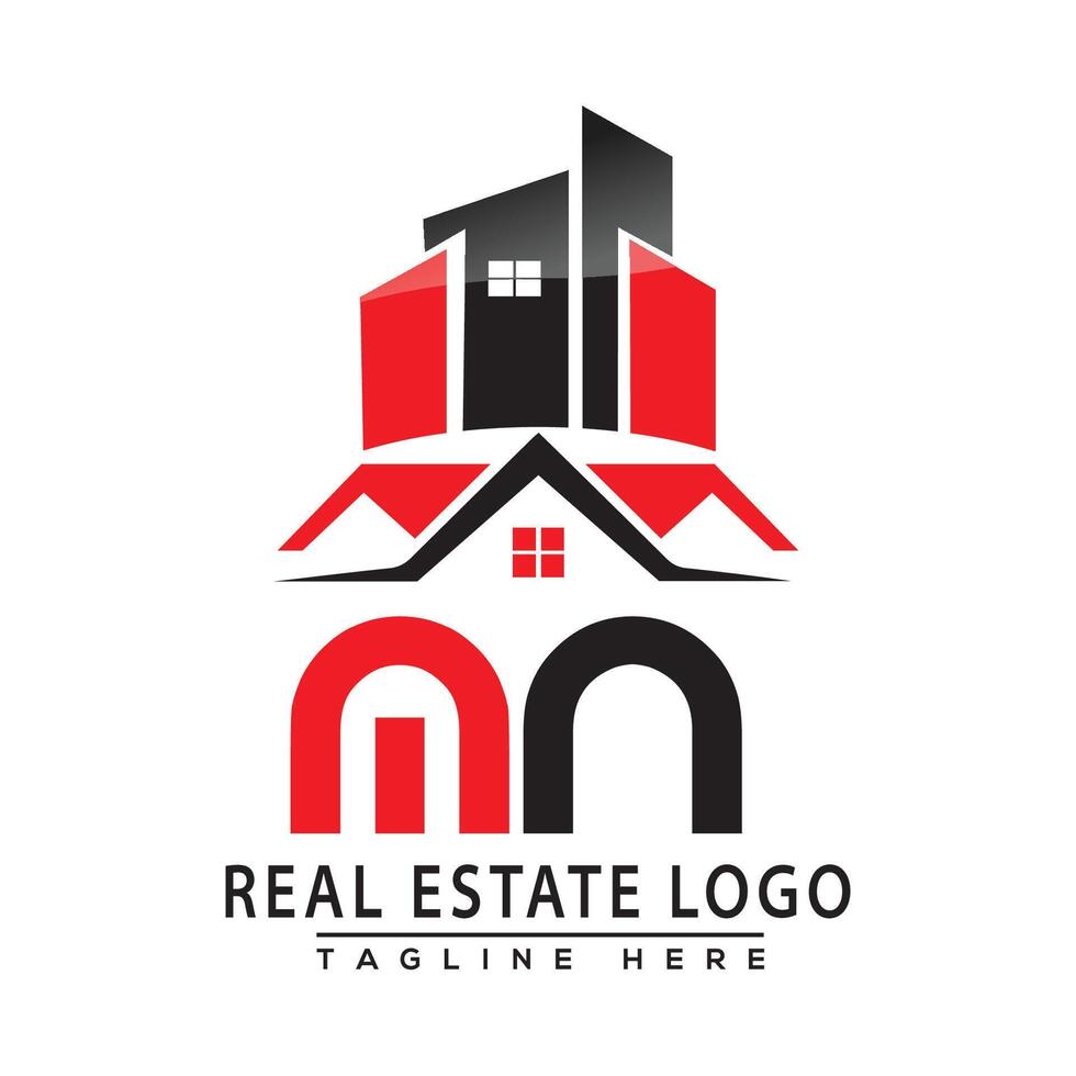 mn real Estado logotipo vermelho cor Projeto casa logotipo estoque vetor. vetor