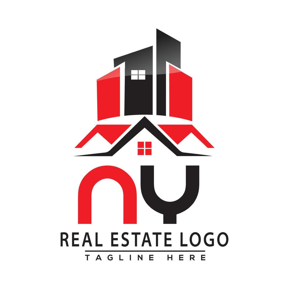 Nova Iorque real Estado logotipo vermelho cor Projeto casa logotipo estoque vetor. vetor