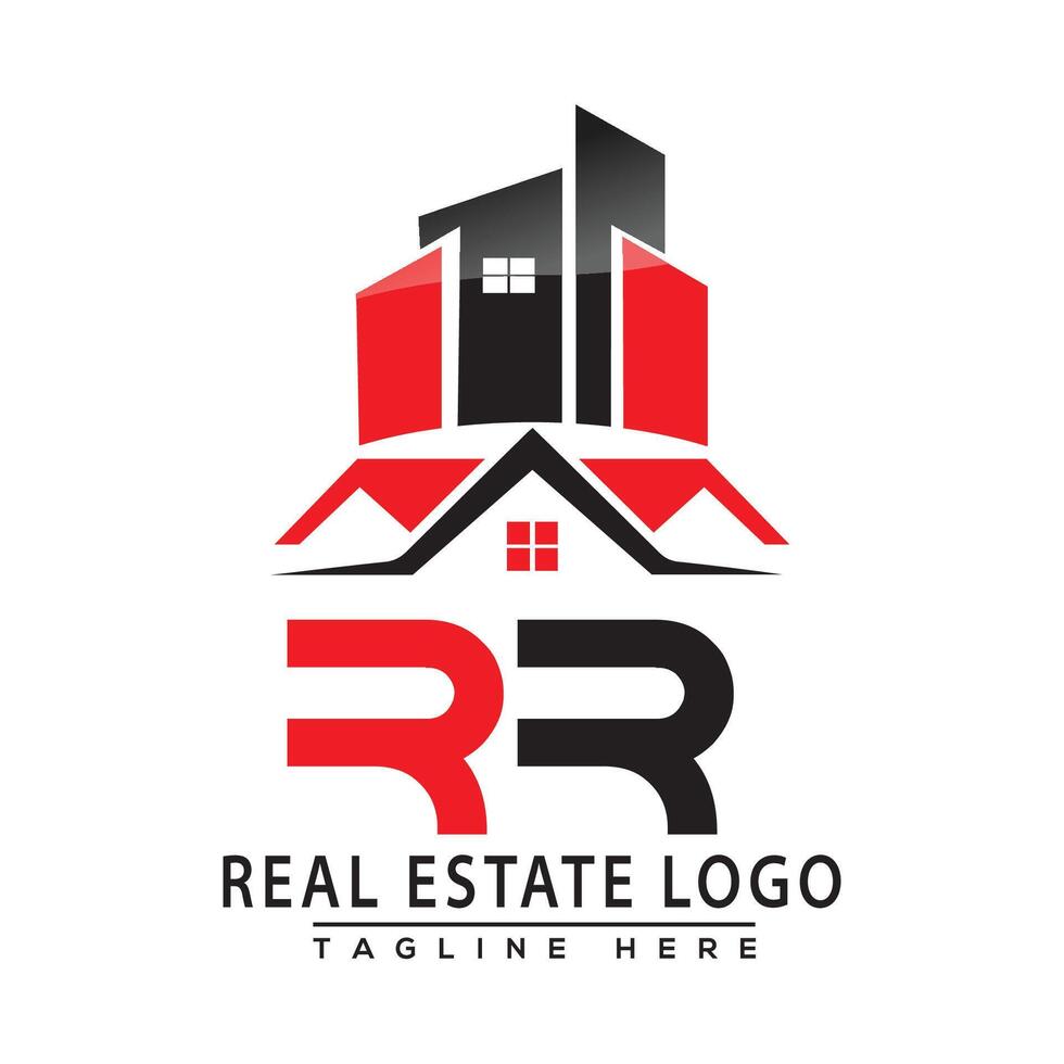 rr real Estado logotipo vermelho cor Projeto casa logotipo estoque vetor. vetor