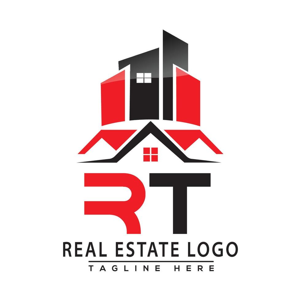 rt real Estado logotipo vermelho cor Projeto casa logotipo estoque vetor. vetor
