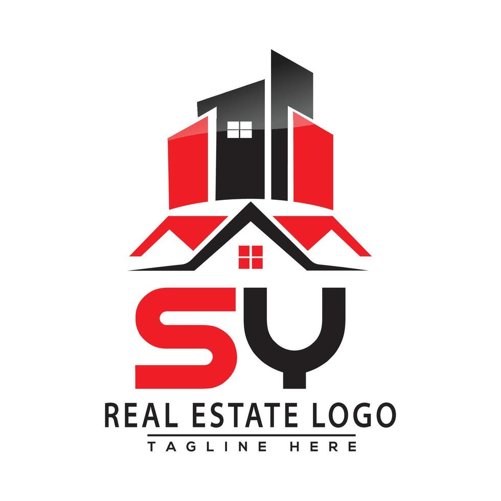 sy real Estado logotipo vermelho cor Projeto casa logotipo estoque vetor. vetor