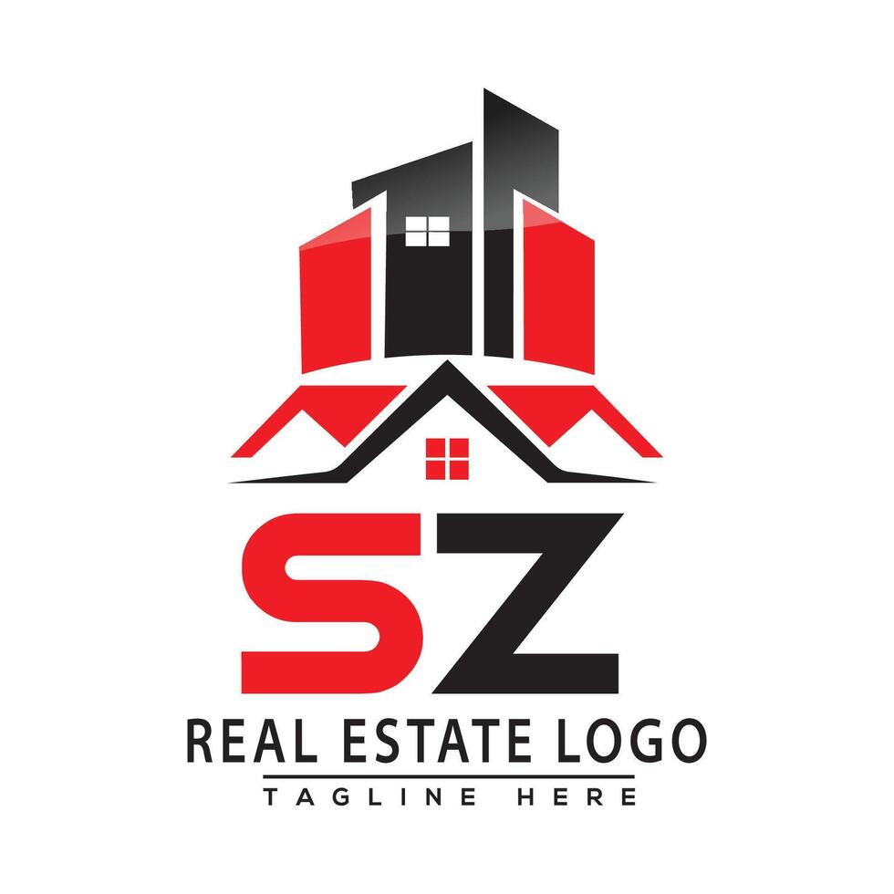 sz real Estado logotipo vermelho cor Projeto casa logotipo estoque vetor. vetor