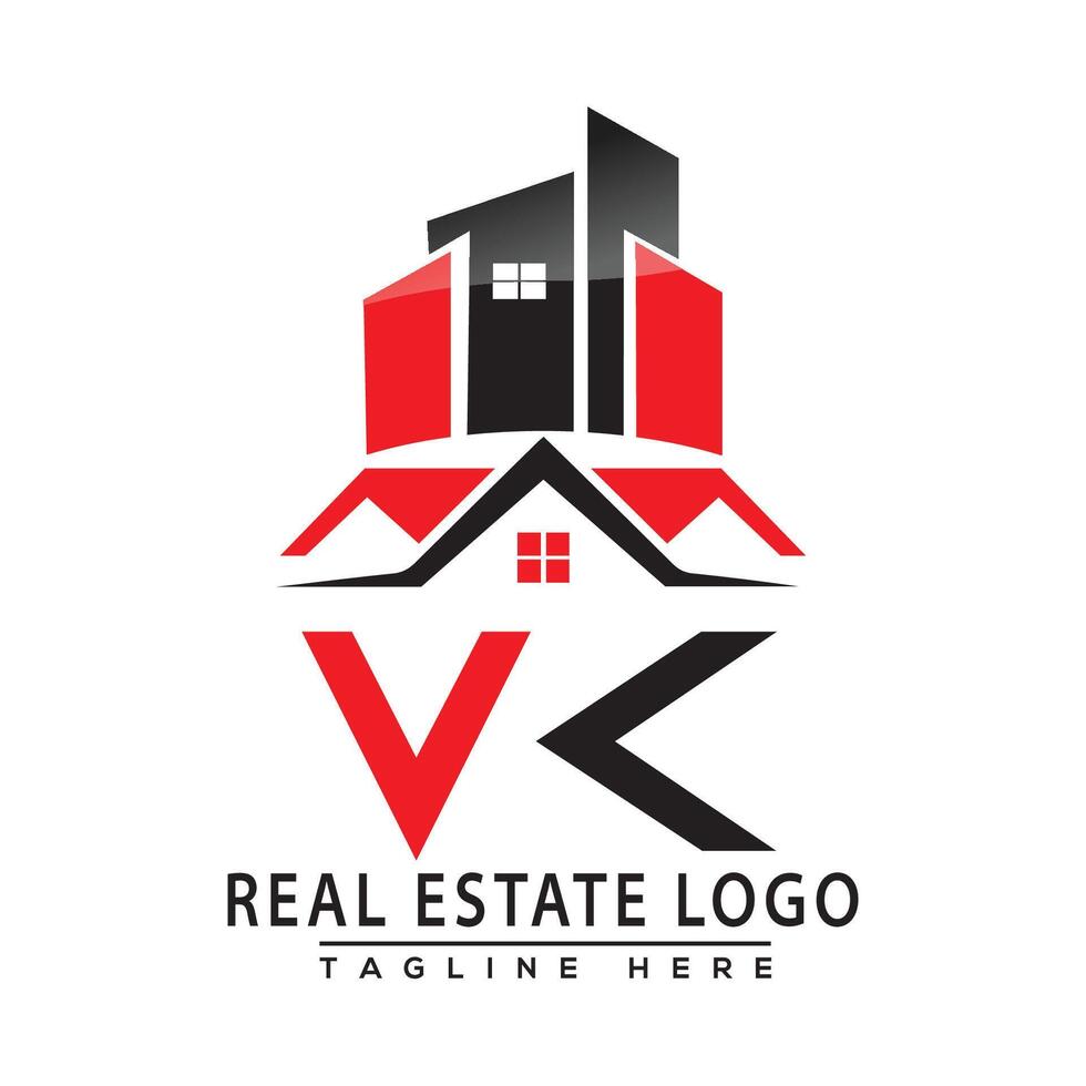 vk real Estado logotipo vermelho cor Projeto casa logotipo estoque vetor. vetor