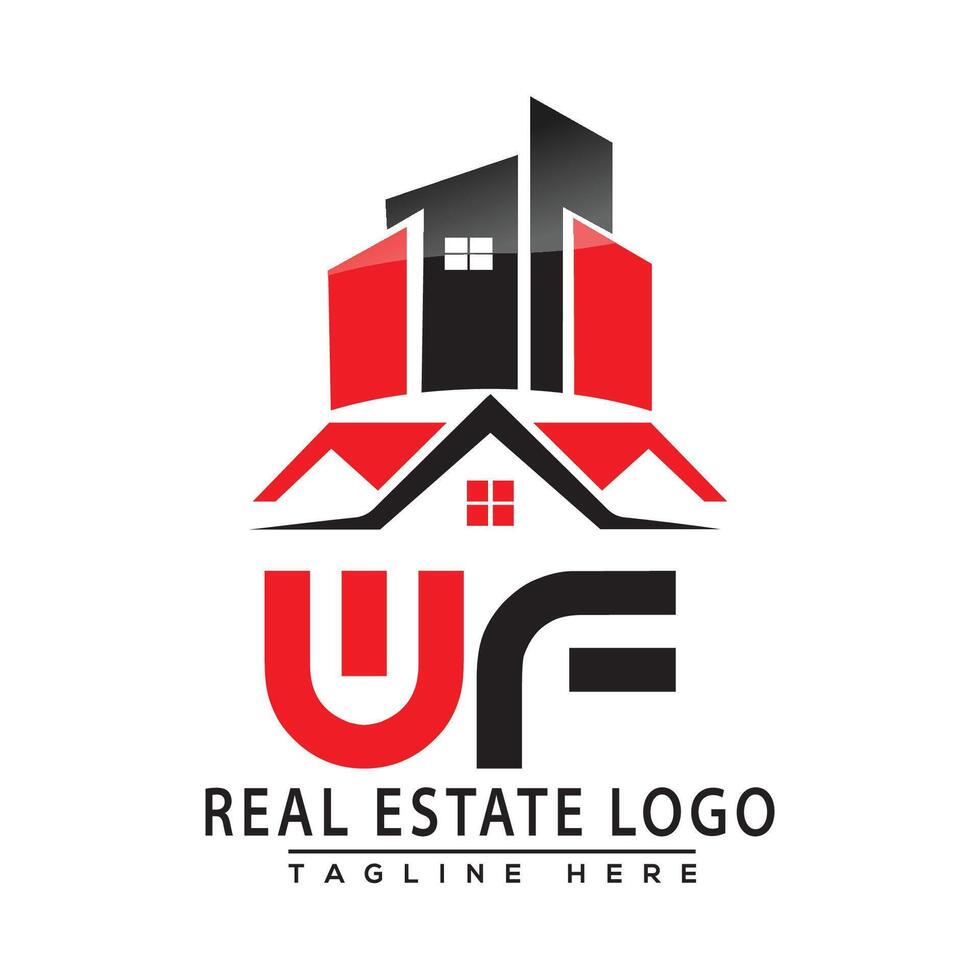 wf real Estado logotipo vermelho cor Projeto casa logotipo estoque vetor. vetor