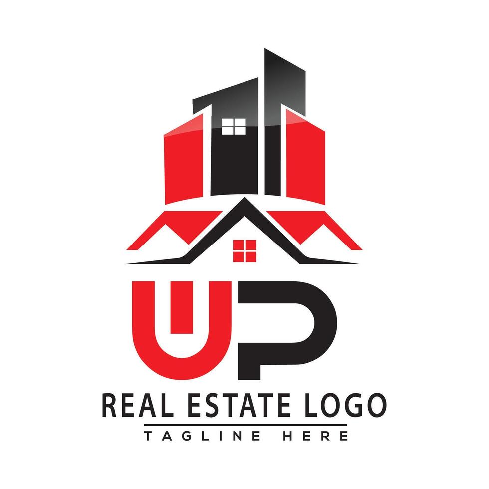 wp real Estado logotipo vermelho cor Projeto casa logotipo estoque vetor. vetor