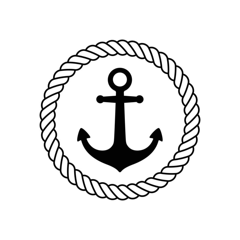 âncora vetor ícone corda logotipo barco símbolo pirata leme náutico marítimo simples ilustração gráfico rabisco Projeto