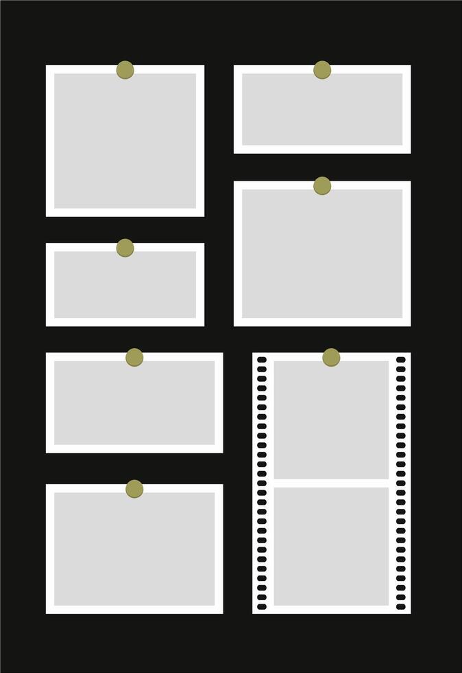 fotos ou colagem de molduras de fotos. layout de grade de página de quadrinhos molduras abstratas e modelo de parede de fotos digitais vetor