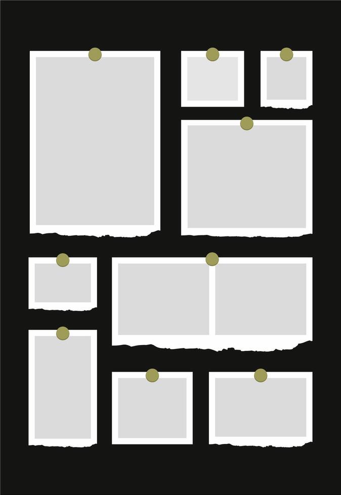 fotos ou colagem de molduras de fotos. layout de grade de página de quadrinhos molduras abstratas e modelo de parede de fotos digitais vetor