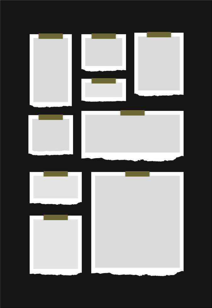 fotos ou colagem de molduras de fotos. layout de grade de página de quadrinhos molduras abstratas e modelo de parede de fotos digitais vetor