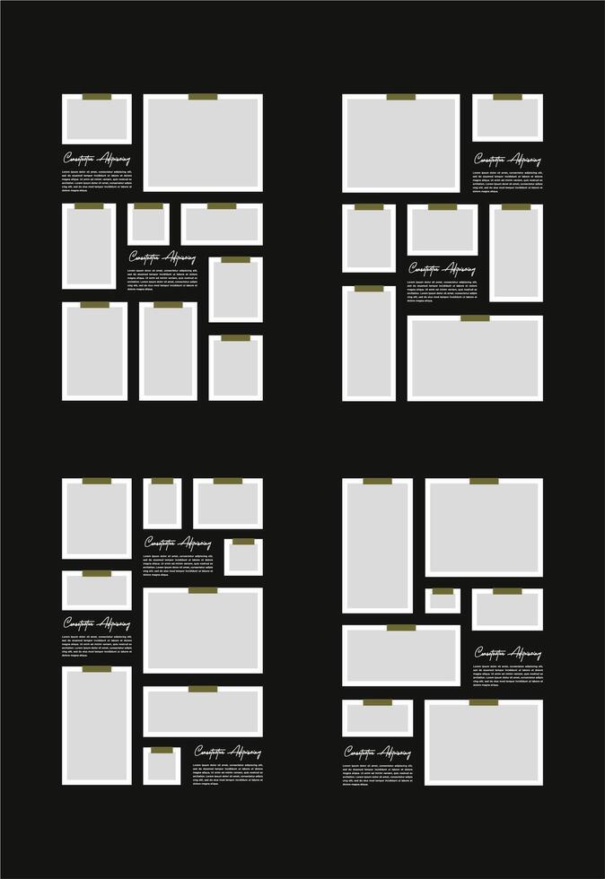As fotos ou fotos quadro, Armação colagem abstrato foto quadros e digital foto parede modelo vetor