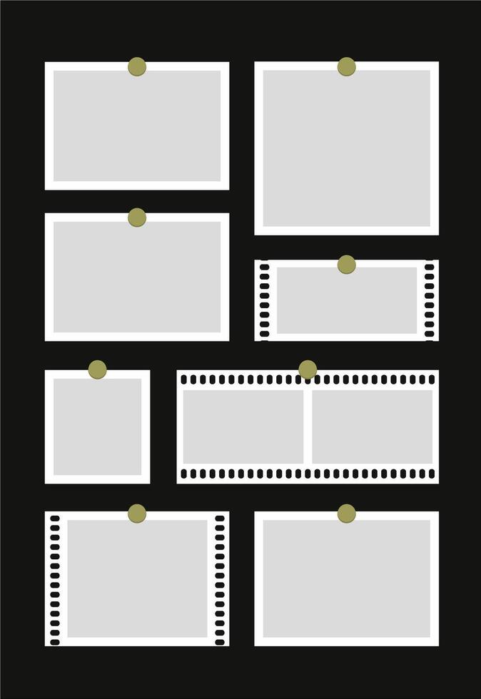 fotos ou colagem de molduras de fotos. layout de grade de página de quadrinhos molduras abstratas e modelo de parede de fotos digitais vetor