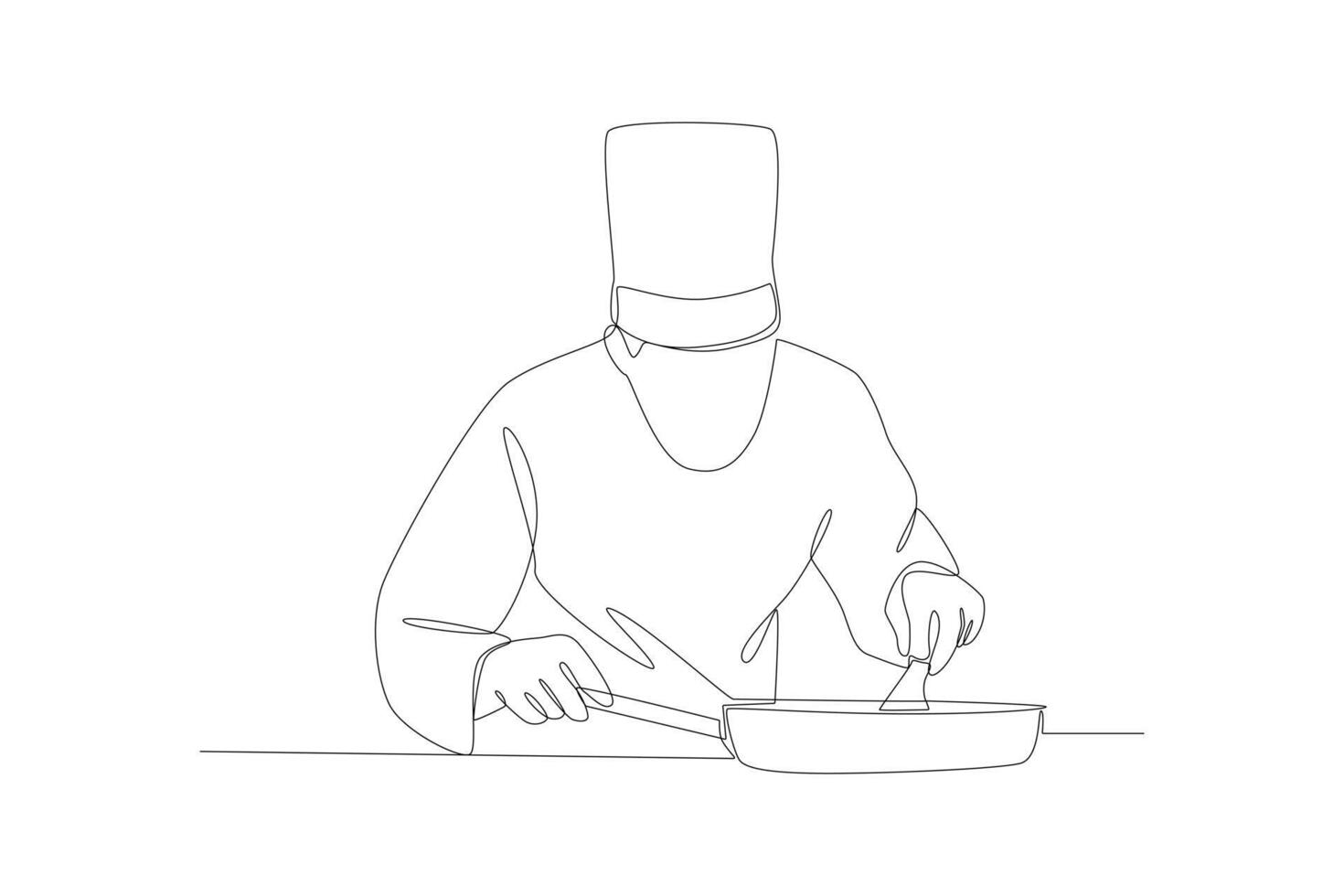 1 contínuo linha desenhando do cozinhando conceito. rabisco vetor ilustração dentro simples linear estilo.