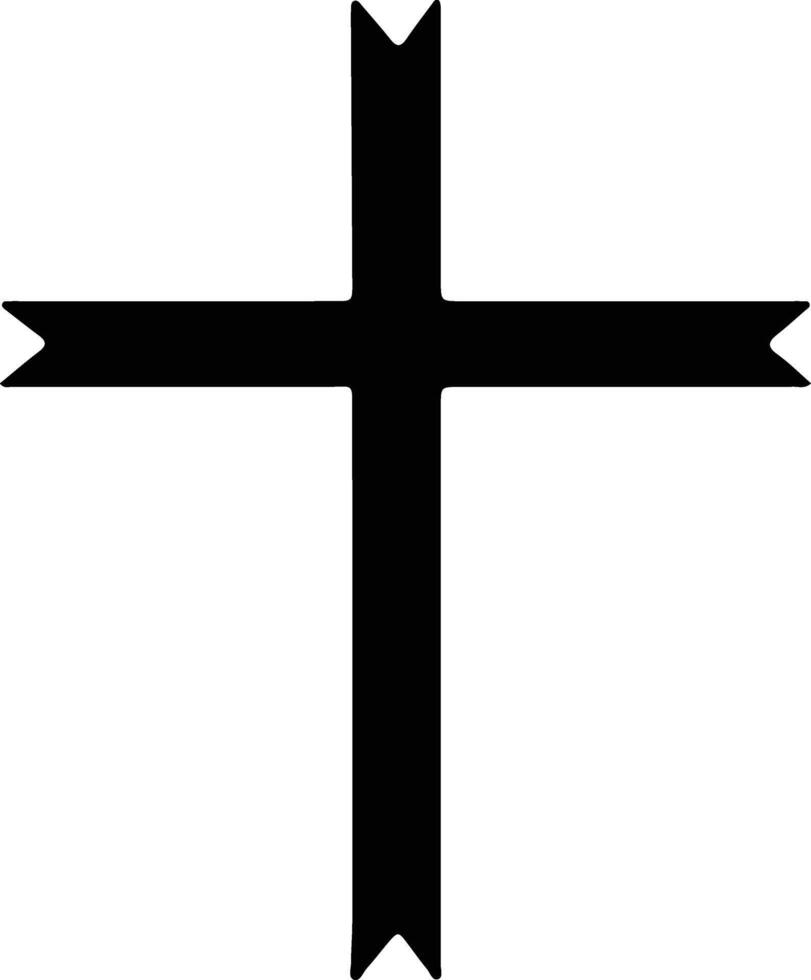 Cruz ícone Preto silhueta vetor