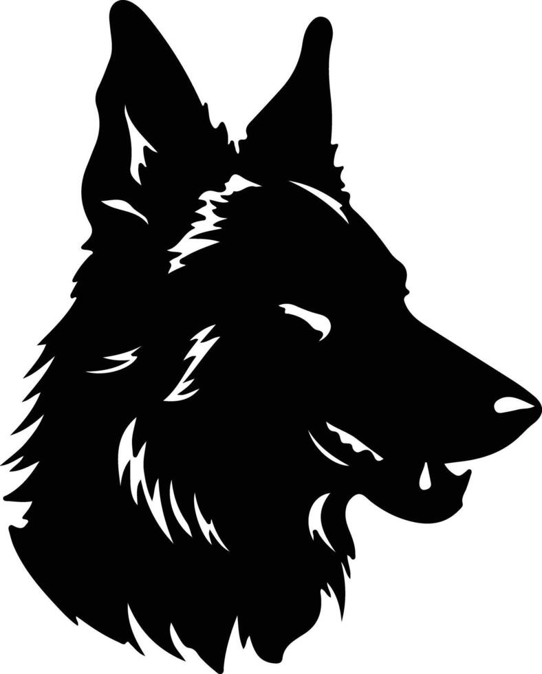 Belga cão de guarda Preto silhueta vetor