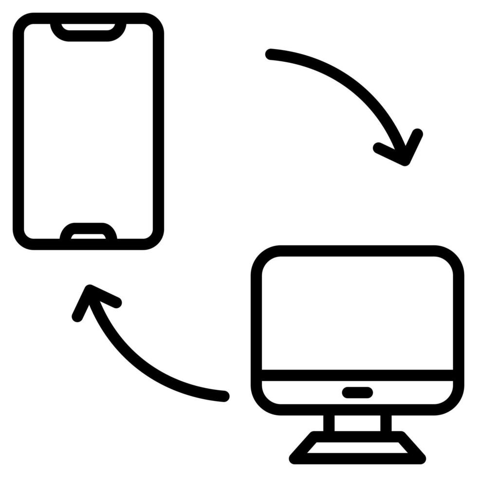 conectado dispositivos ícone linha vetor ilustração