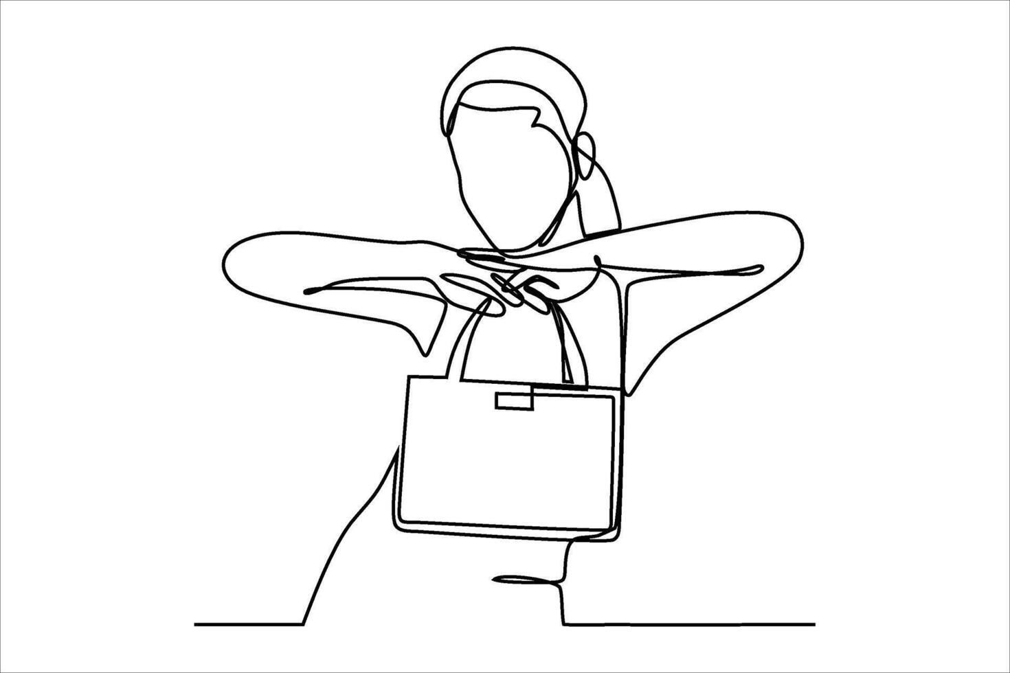 contínuo linha vetor ilustração Projeto do mulher segurando saco
