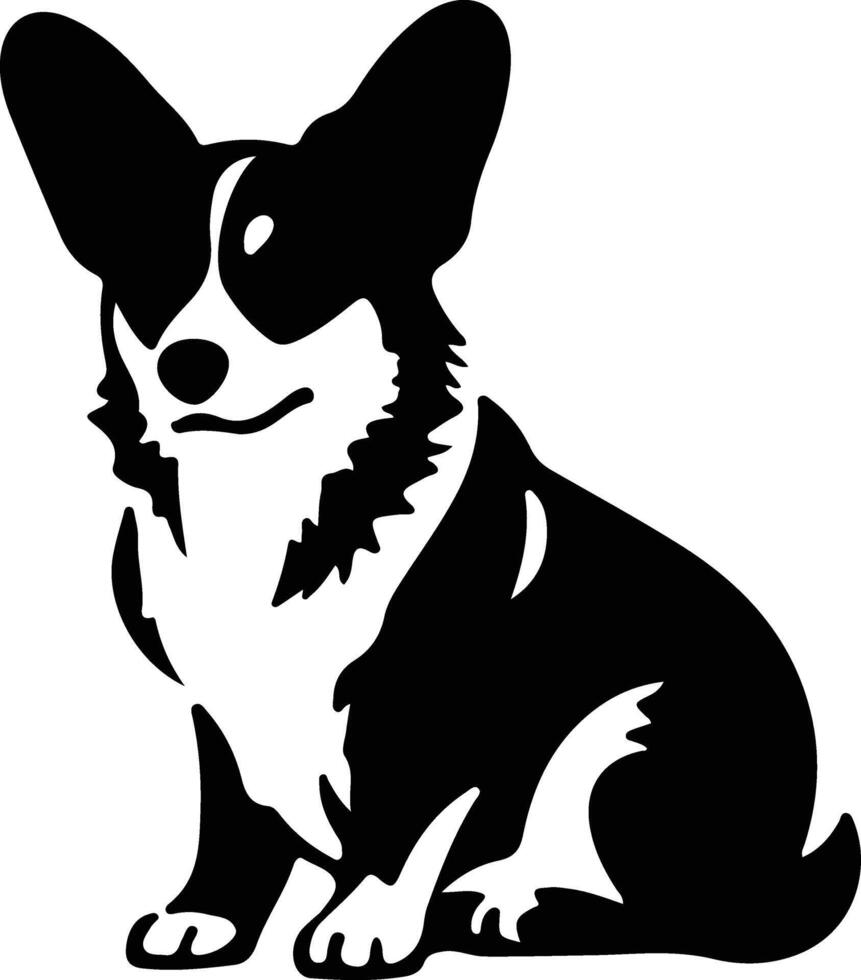 Pembroke galês corgi Preto silhueta vetor