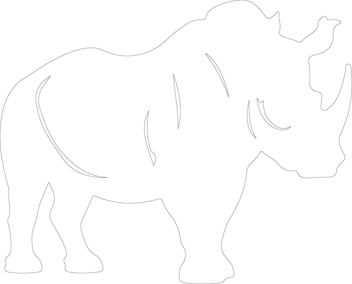 lanoso rinoceronte esboço silhueta vetor