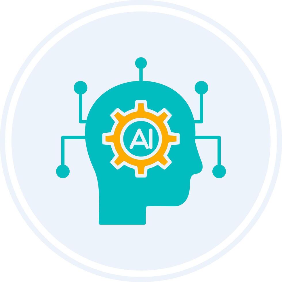 artificial inteligência glifo dois cor círculo ícone vetor