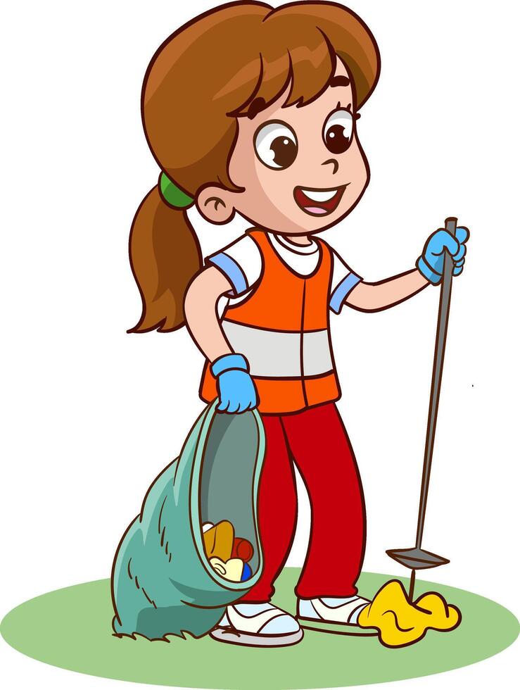 crianças limpar \ limpo a meio Ambiente a partir de lixo vetor