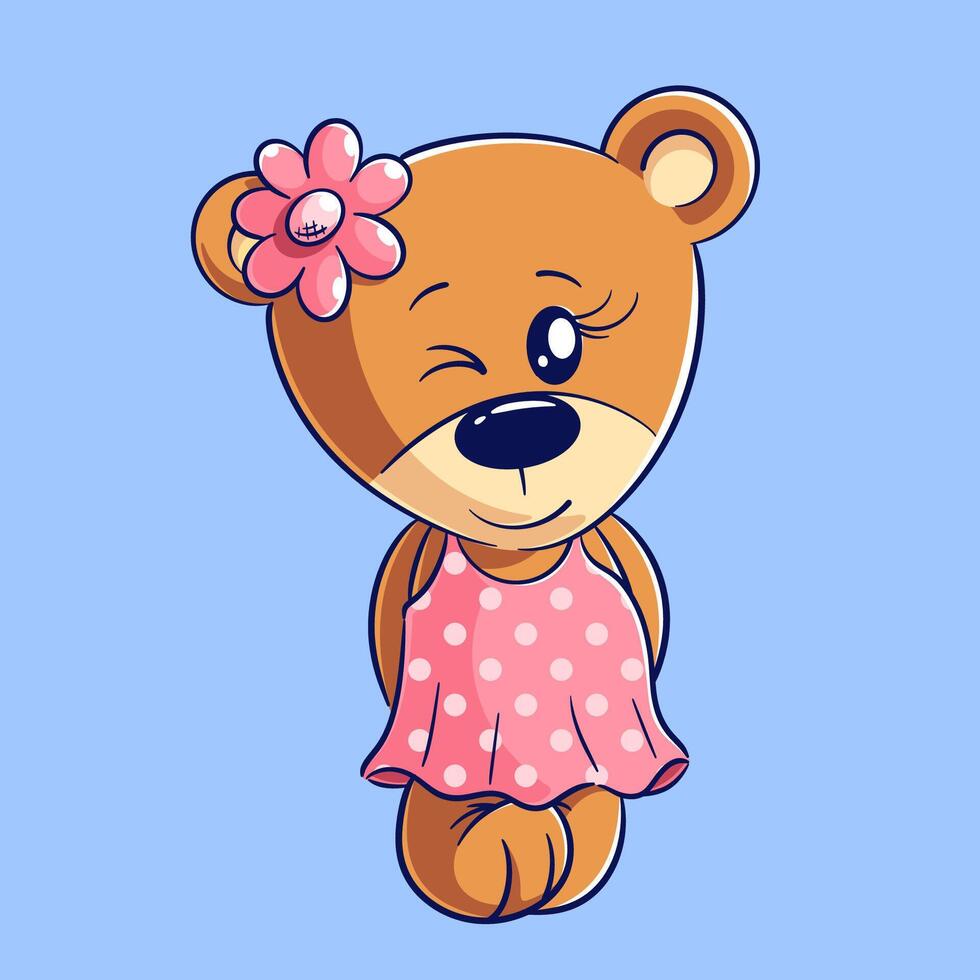 fofa Urso vestindo uma camisola, vetor ilustração