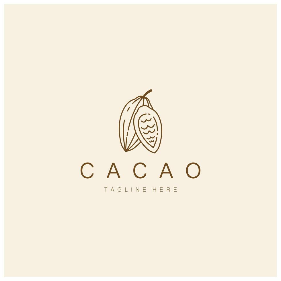 cacau logotipo, cacau feijão, cacau árvore, cacau galhos e folhas, chocolate misturar em branco plano de fundo, vintage, moderno, simples, minimalista ícone ilustração modelo Projeto vetor