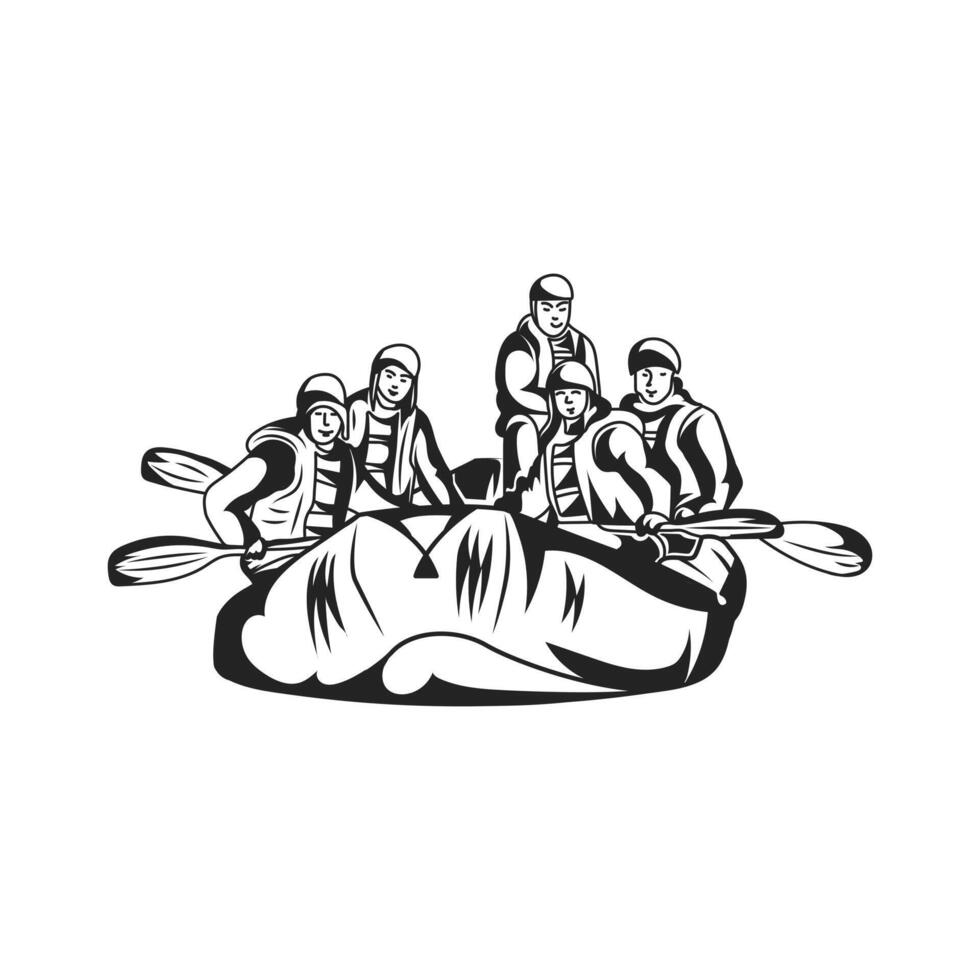 rafting equipe vetor ilustração