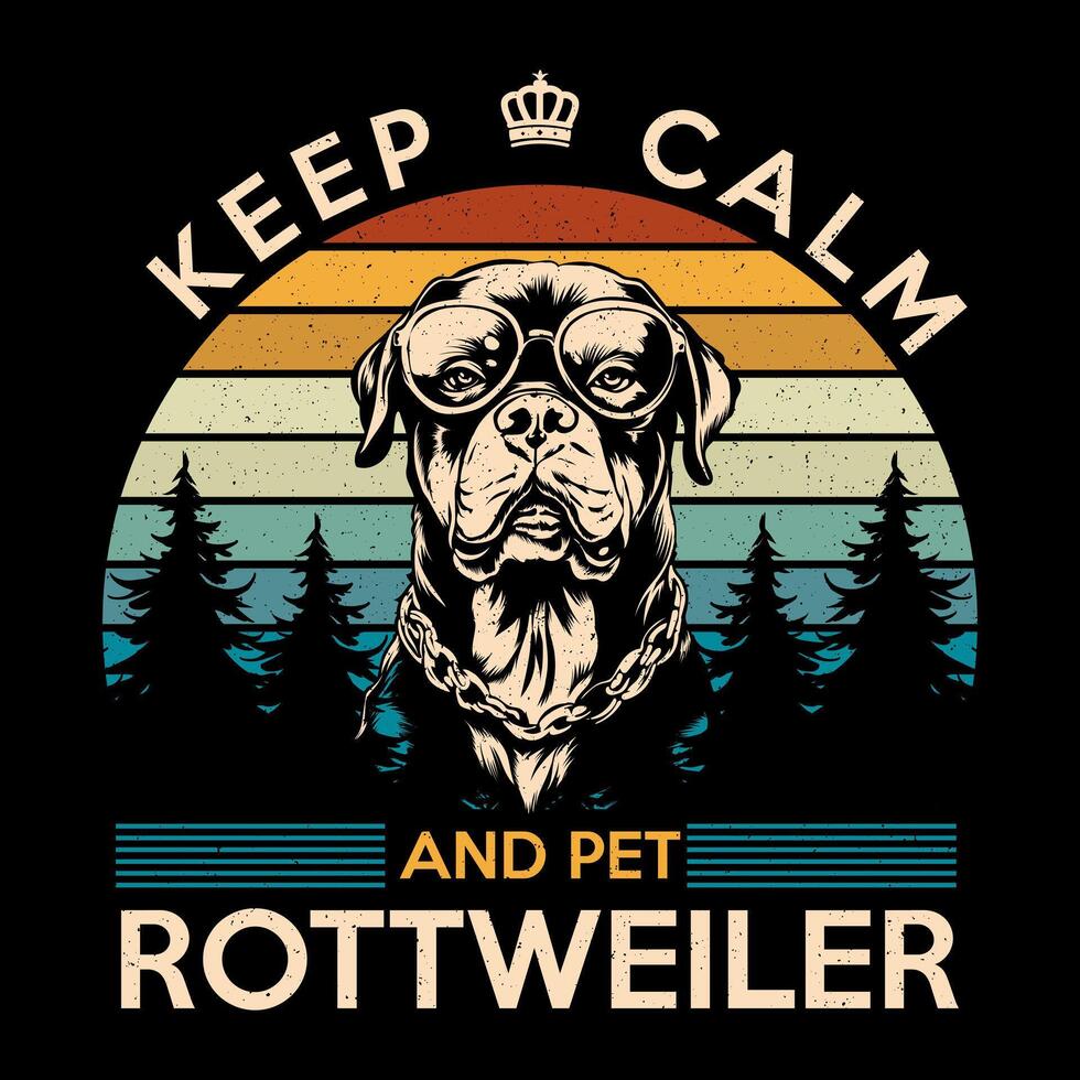 manter calma e animal rottweiler cachorro camiseta Projeto vetor