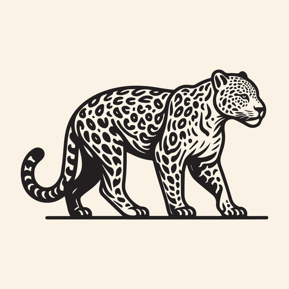 leopardo. vetor ilustração do uma estilizado leopardo em uma bege fundo