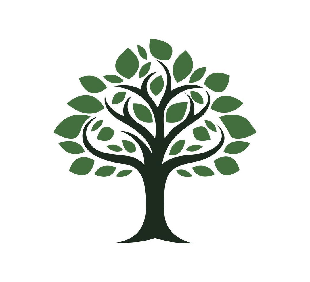 árvore com folhas vetor logotipo
