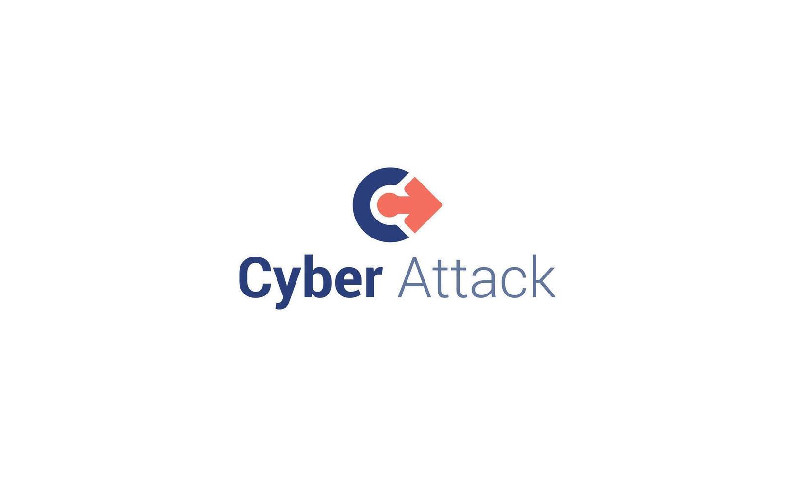 carta c tecnológica seta cyber ataque logotipo vetor