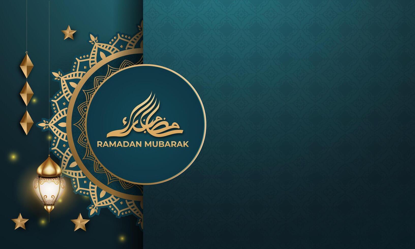 realista Ramadã fundo com, lanterna, mandala. para bandeira, cumprimento cartão vetor
