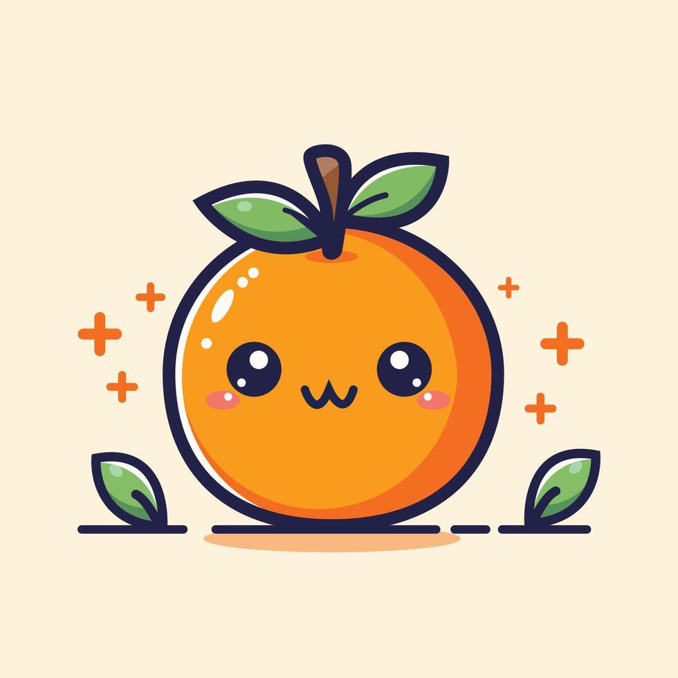 vetor fofa laranja fruta plano ilustração