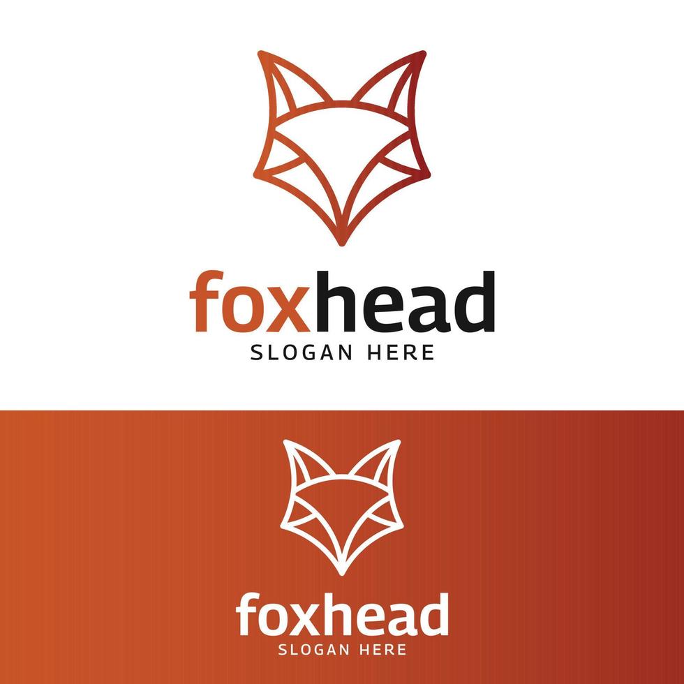 Cabeça de raposa simples em modelo de design de logotipo de estilo de linha laranja vetor