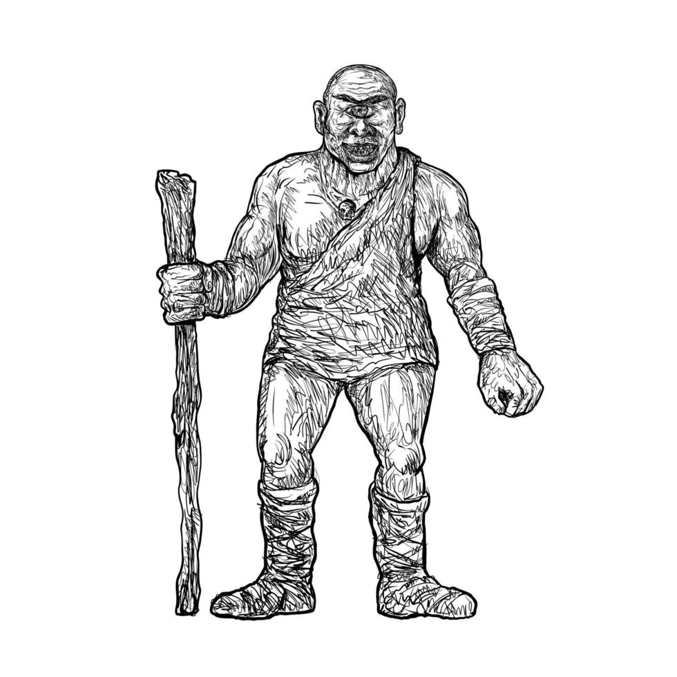 tartaro tartalo ou tartaruga, um gigante com um olho na mitologia basca semelhante ao desenho dos ciclopes gregos vetor