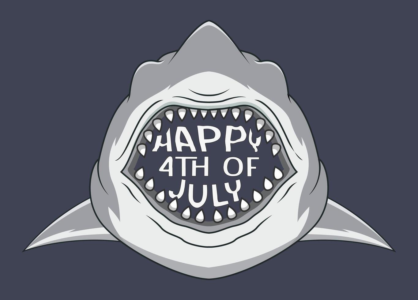 agressivo Tubarão cabeça, Tubarão com aberto boca, Tubarão independência dia, 4º do julho, independência dia vetor