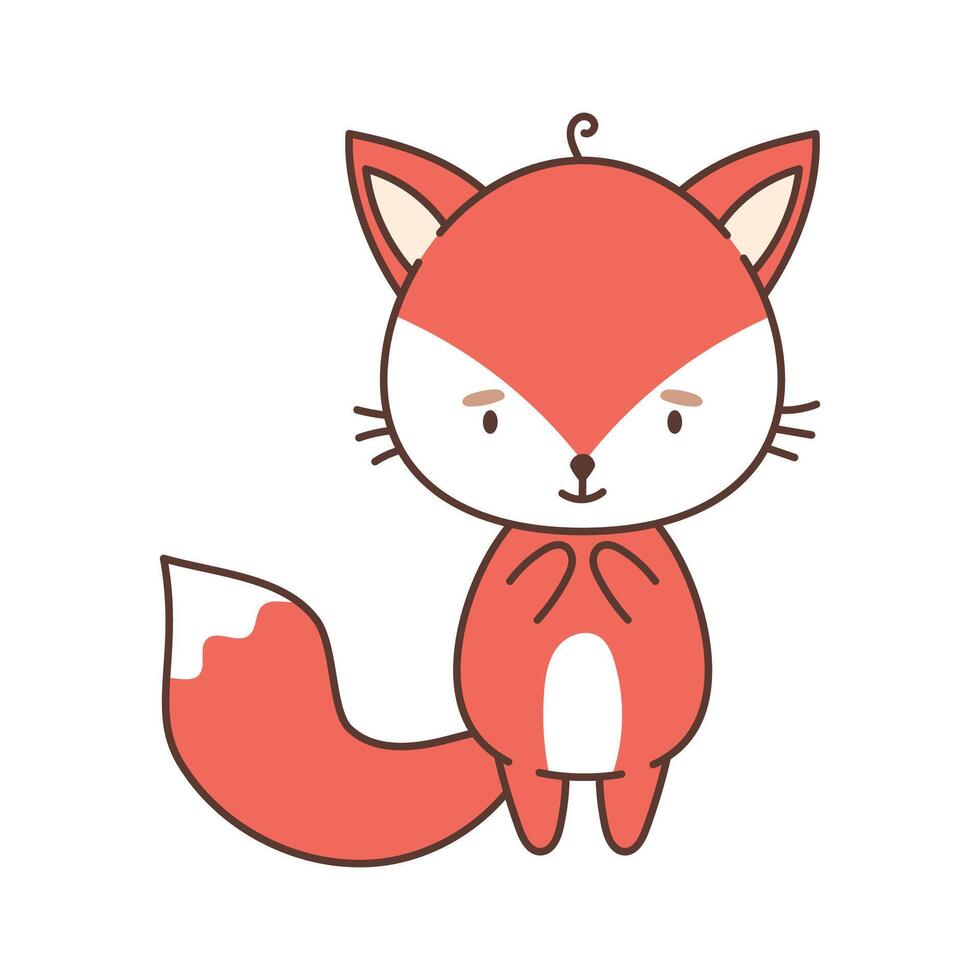 fofa vermelho Raposa dentro kawaii estilo. fofa animais dentro kawaii estilo. desenhos para crianças. isolado vetor ilustração